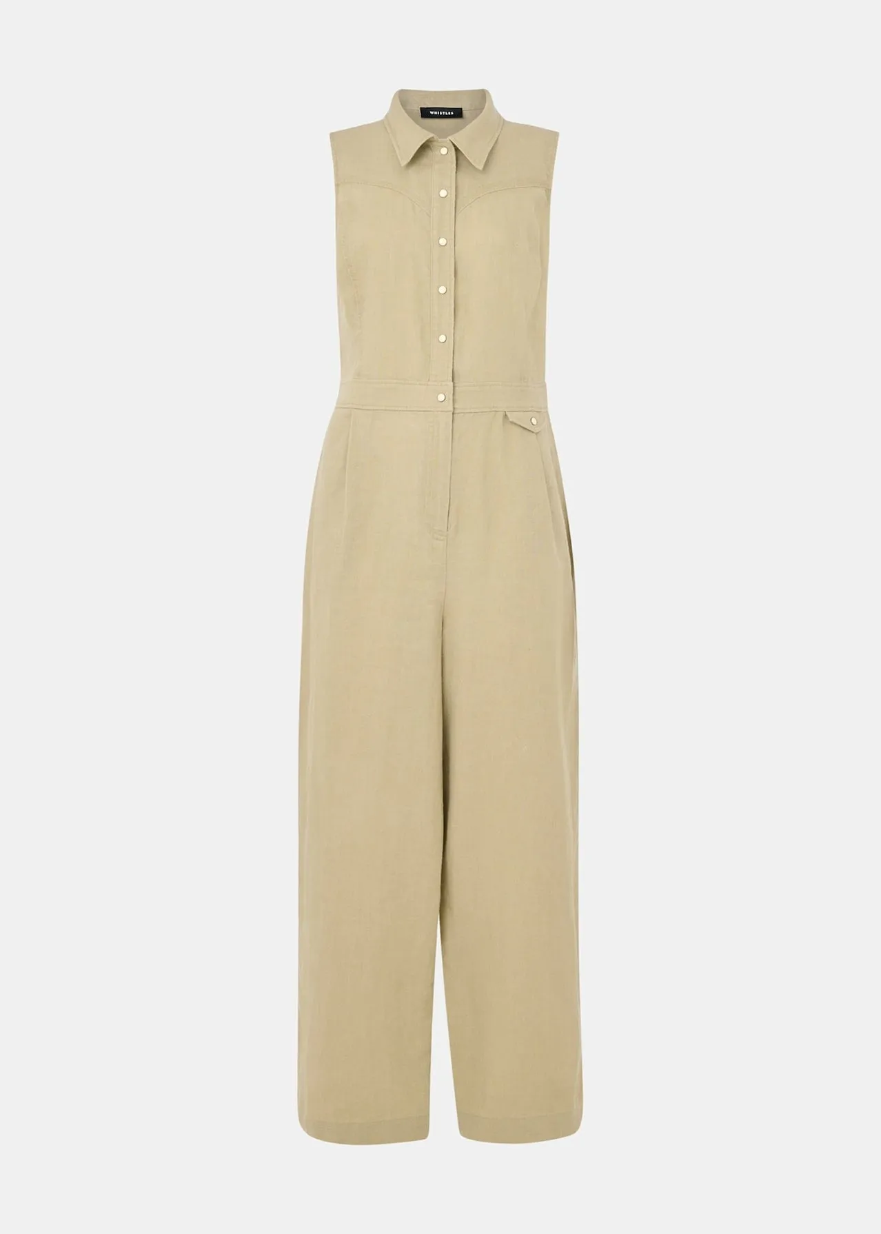 Neutral Ellis Western Linen Jumpsuit