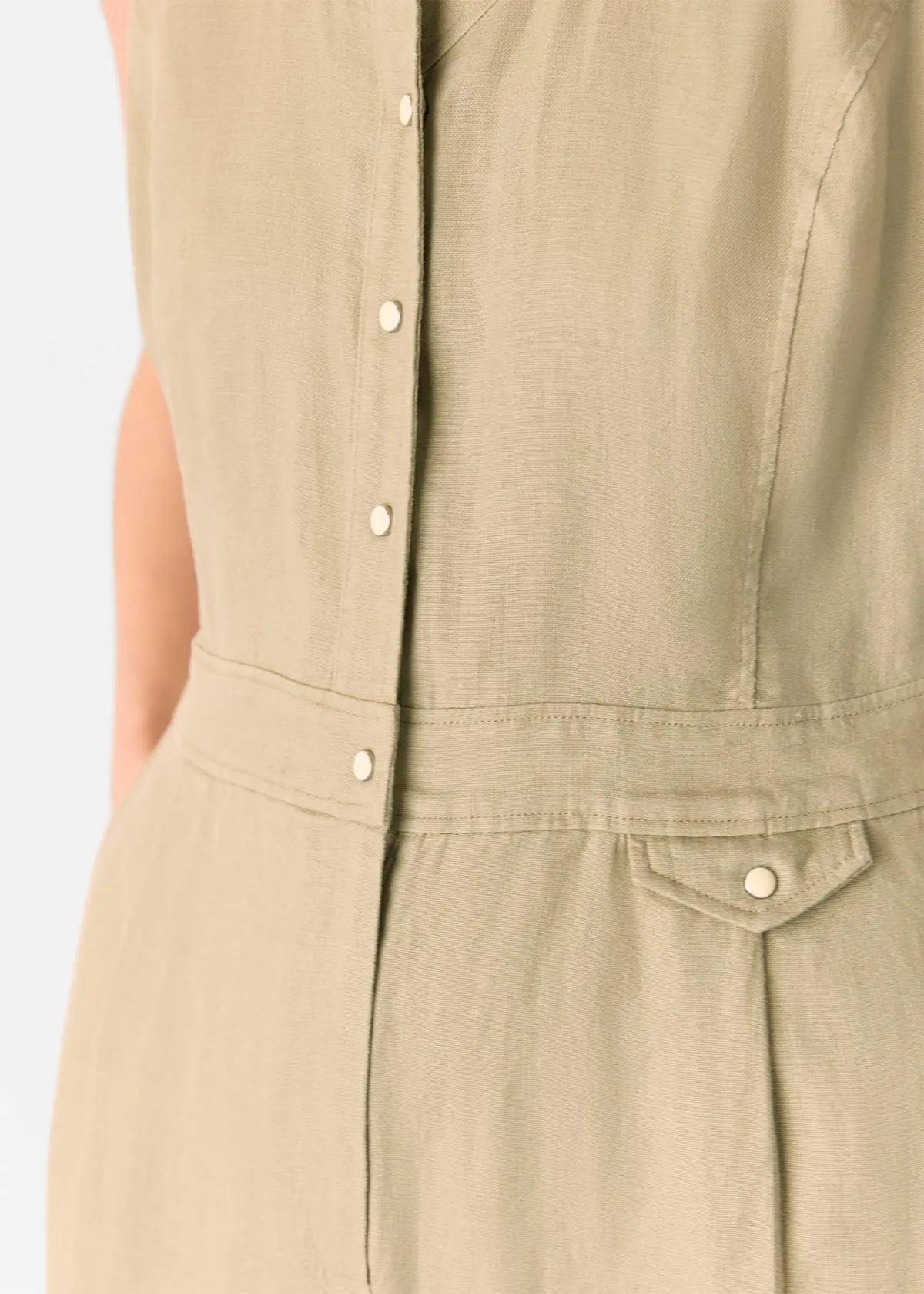 Neutral Ellis Western Linen Jumpsuit