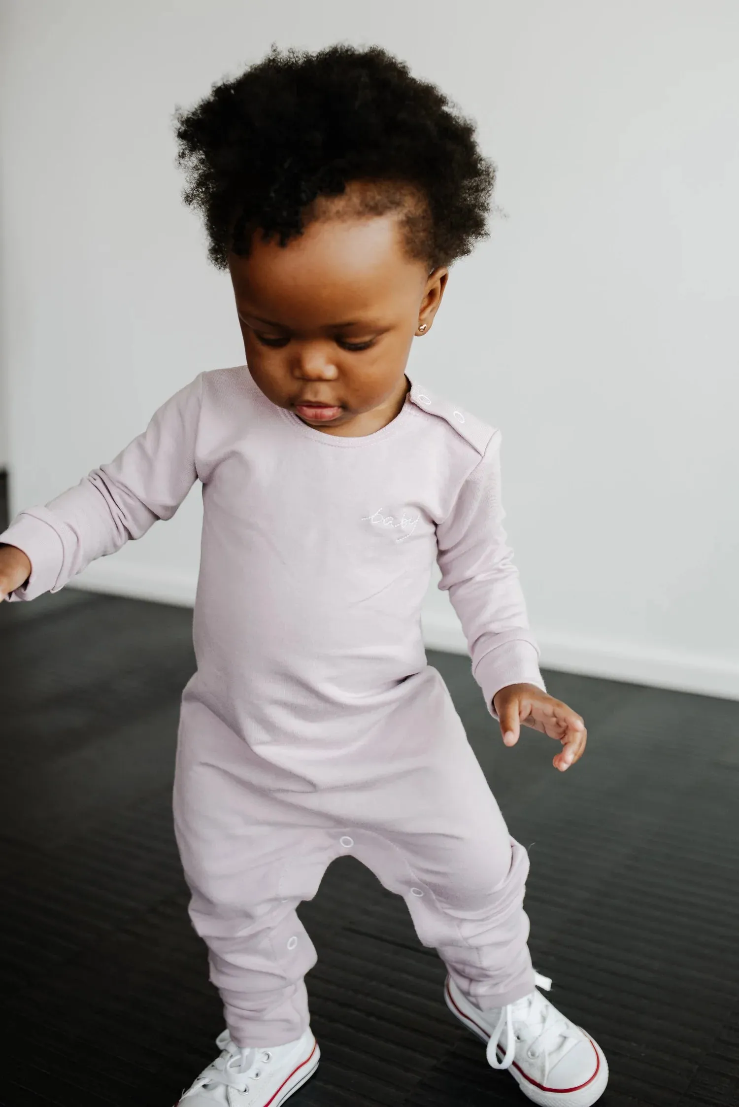 New  Ultra Soft Ultra Cozy High End BABY LONG ROMPER - LAVENDER by North Kinder, Made in Canada, Sz 3/6 Months Months RETAILS $54 