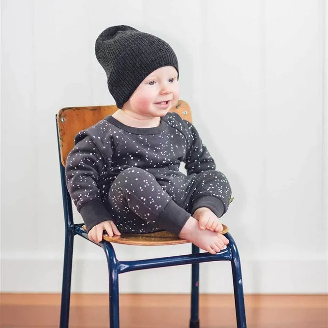 Nui Organics Organic Cotton Fleece Romper - Charcoal