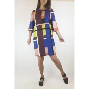Obus second hand asymmetrical and colourful check print dress size 0 (best fits size 8)