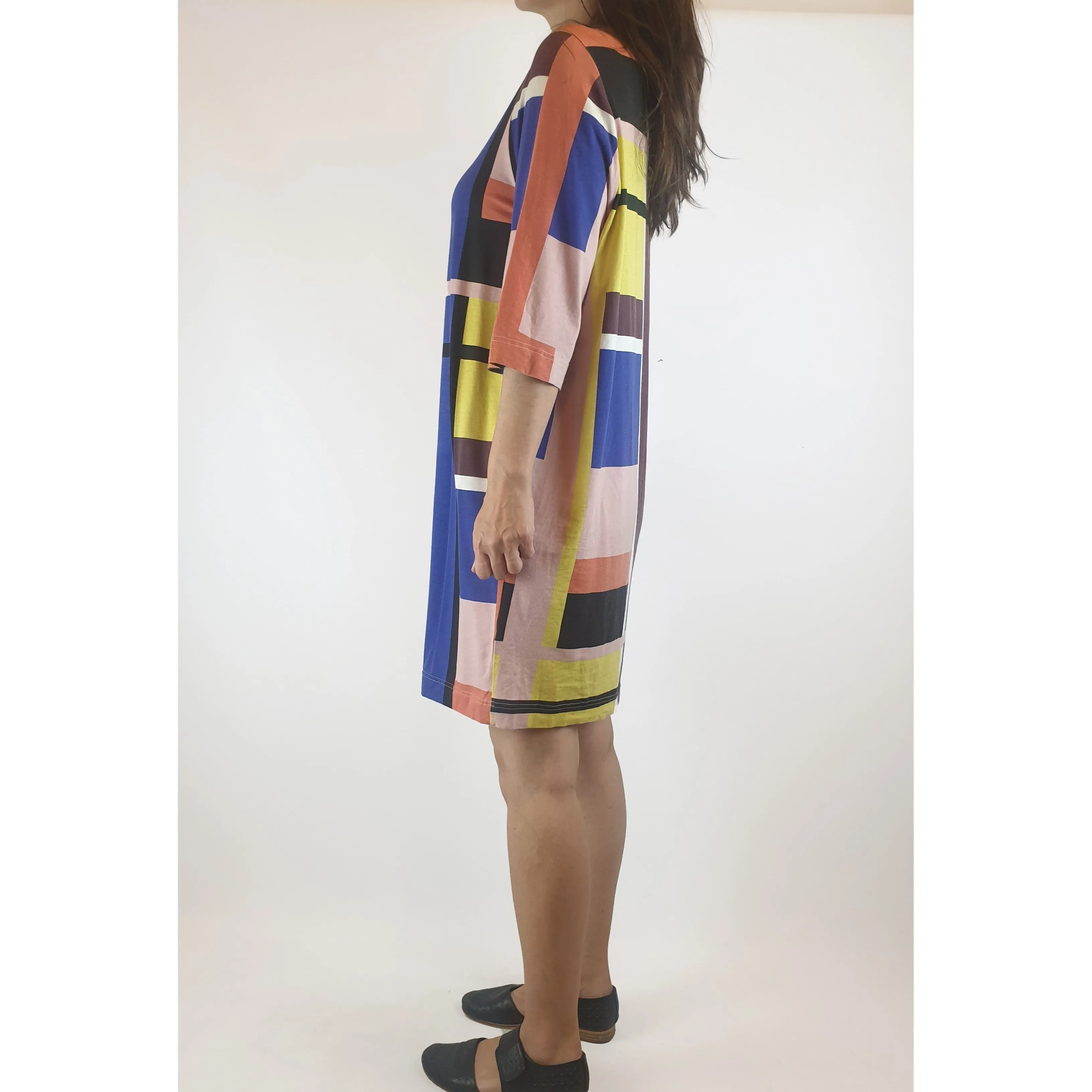 Obus second hand asymmetrical and colourful check print dress size 0 (best fits size 8)