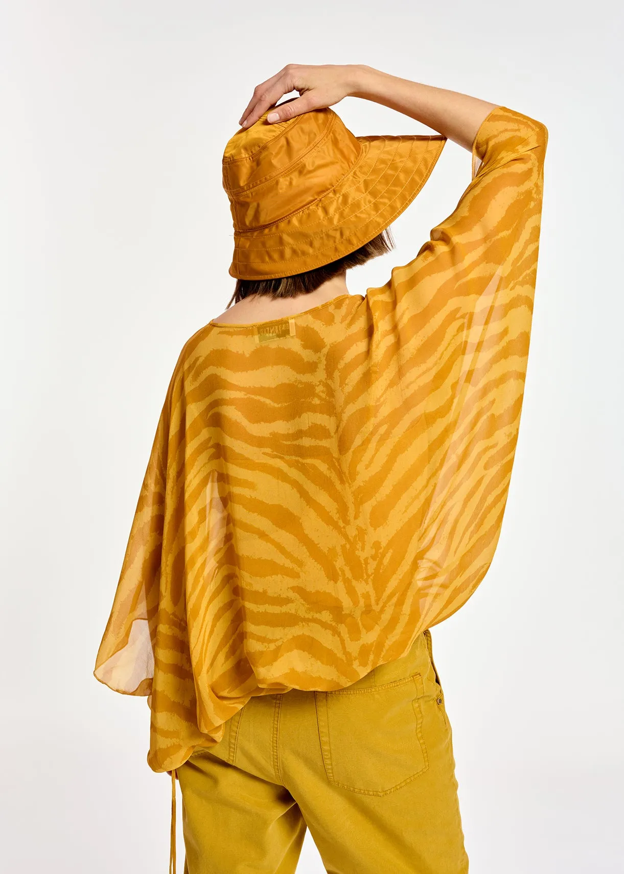 Ochre zebra-print loose-fit top