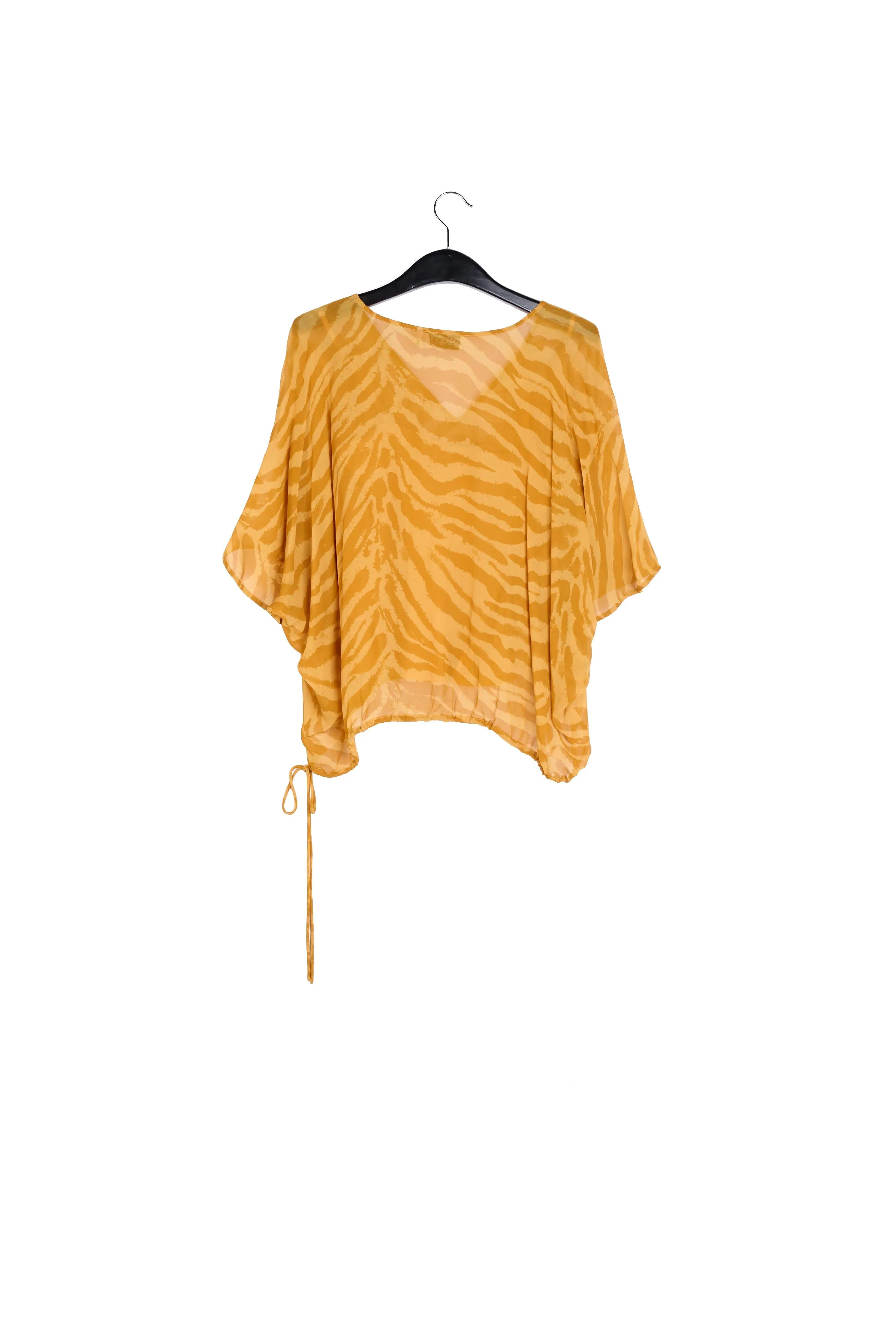 Ochre zebra-print loose-fit top