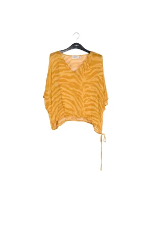 Ochre zebra-print loose-fit top