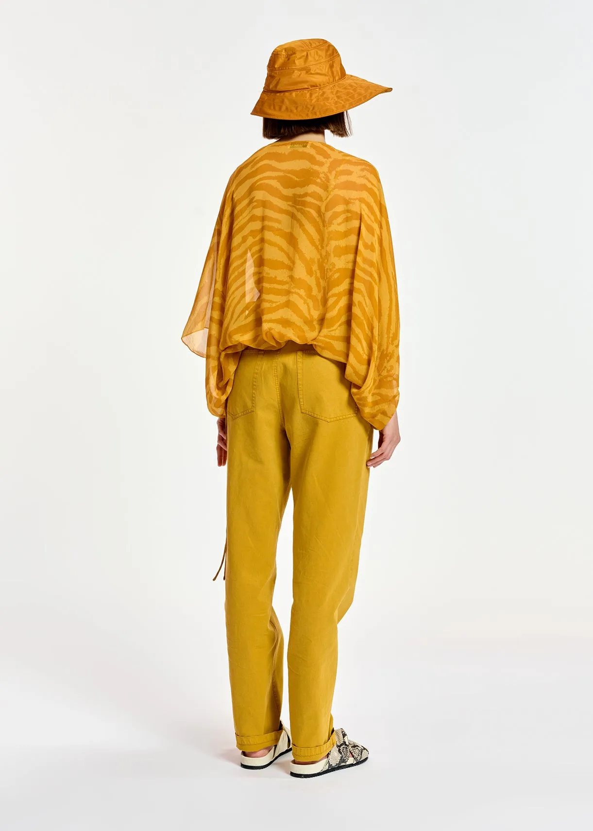 Ochre zebra-print loose-fit top