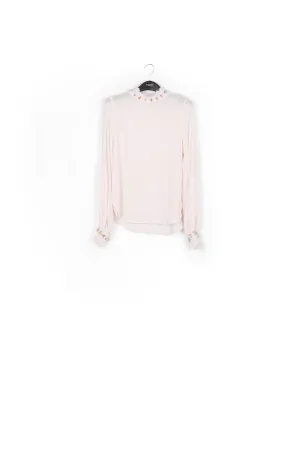 Off-white high neck top with bead embellishments
