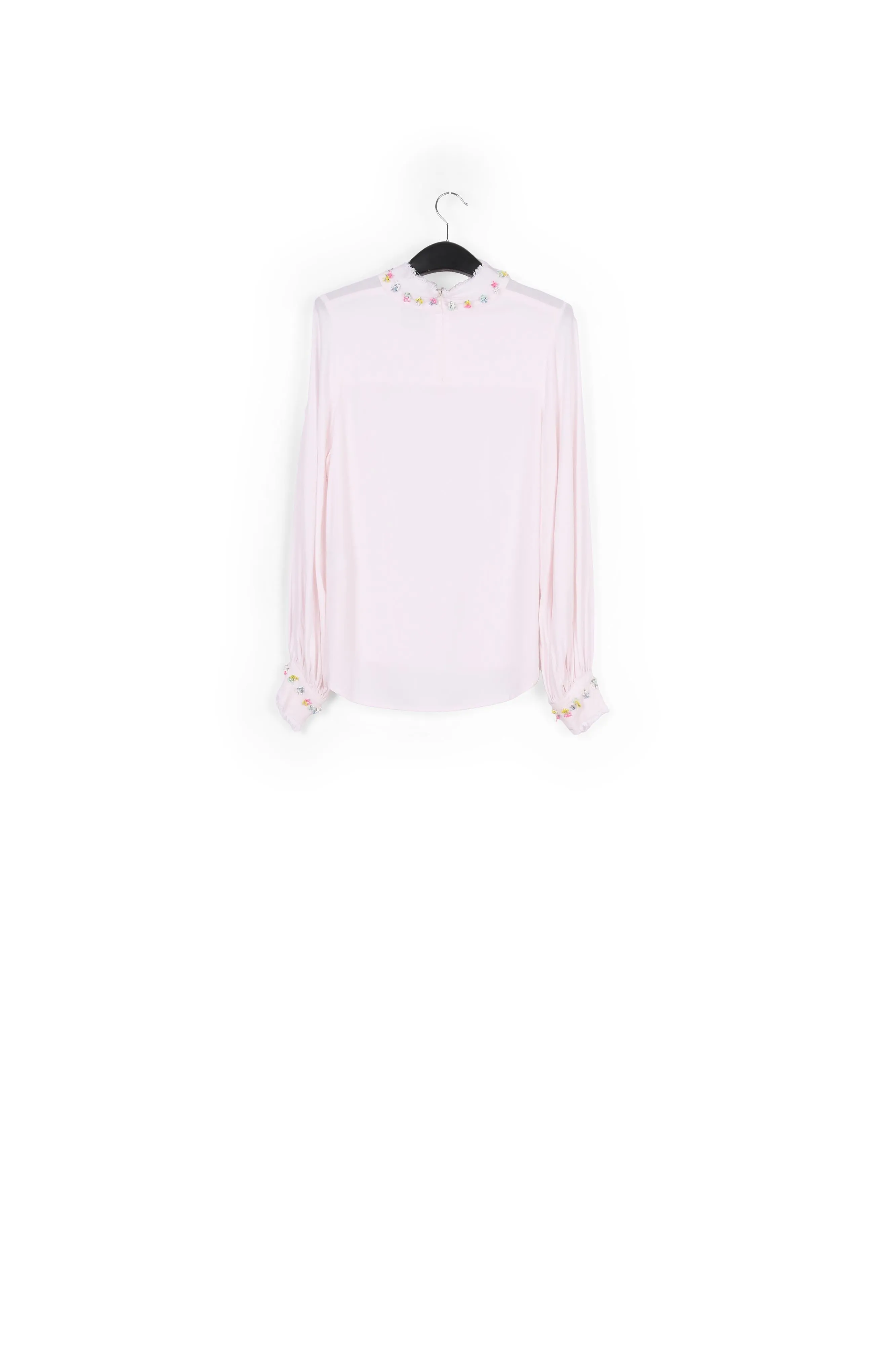 Off-white high neck top with bead embellishments