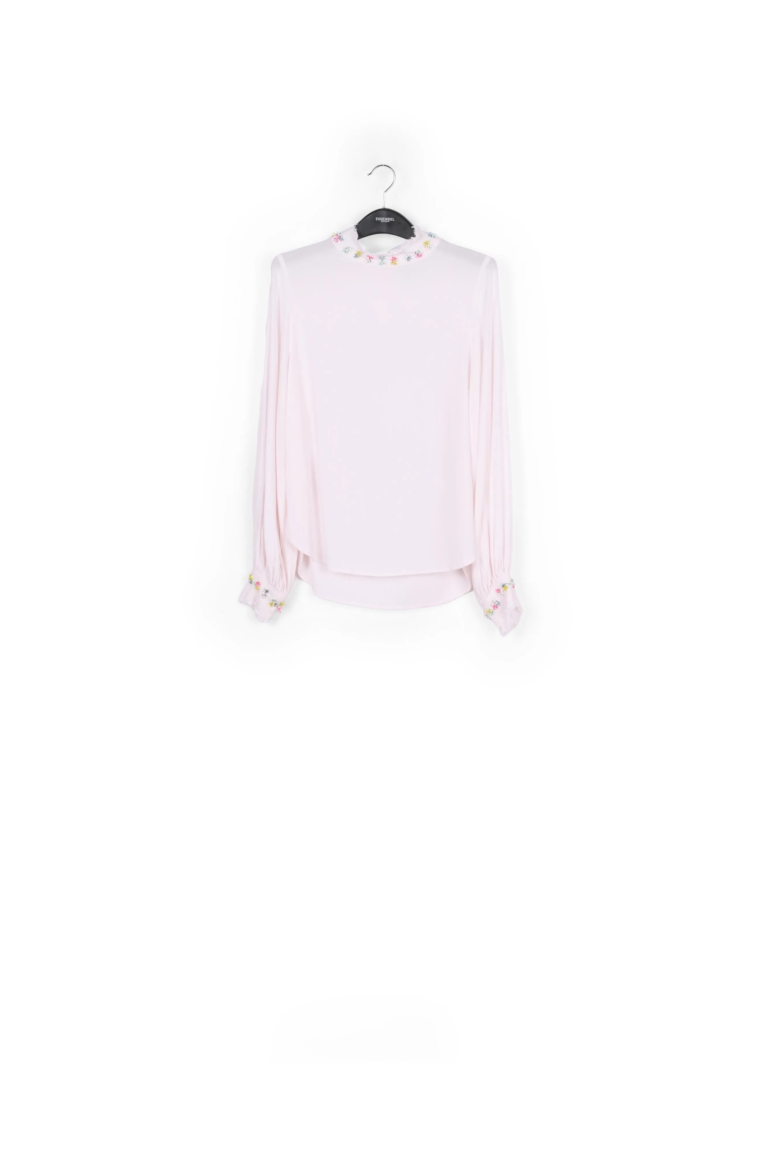Off-white high neck top with bead embellishments