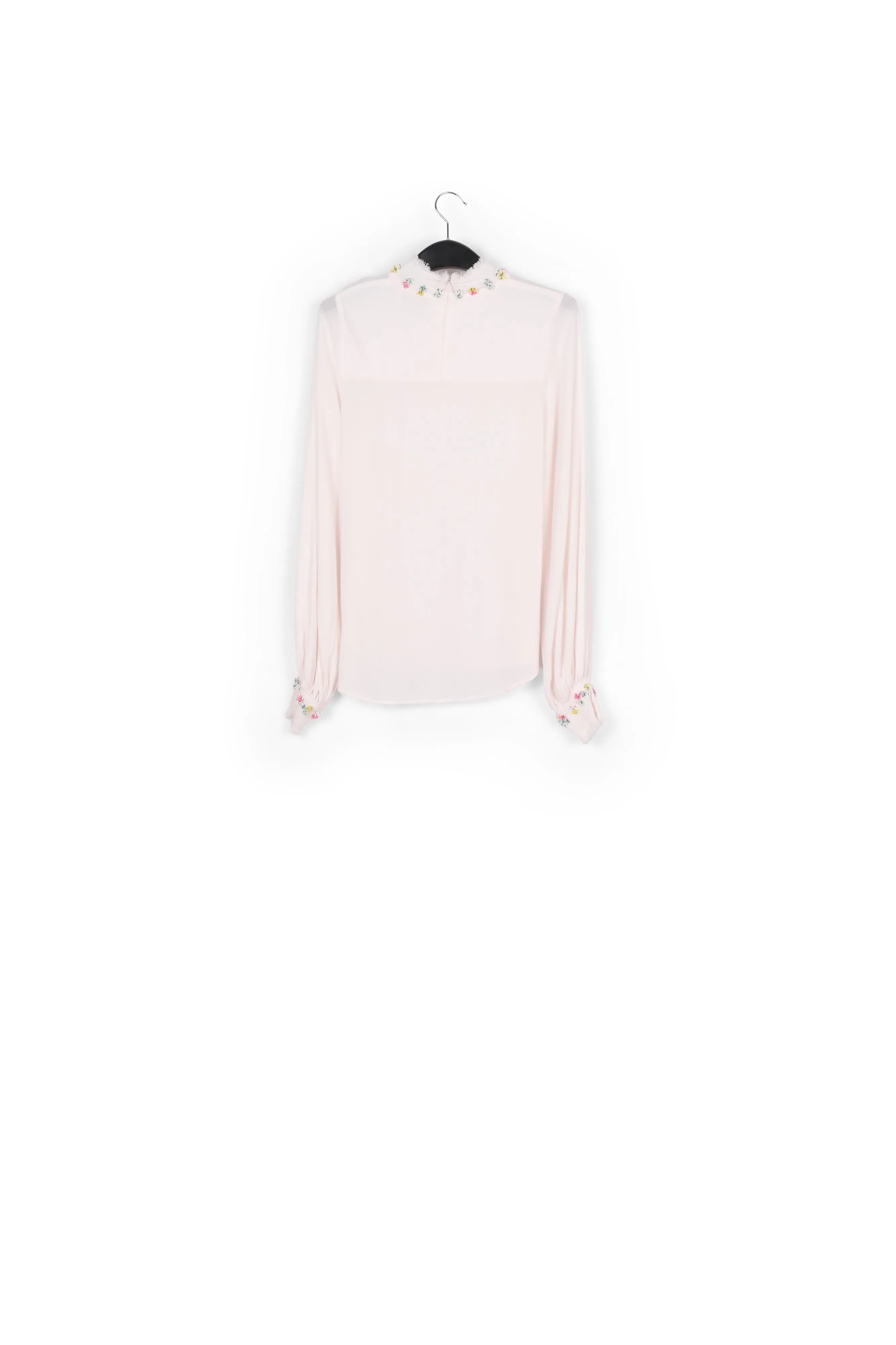 Off-white high neck top with bead embellishments