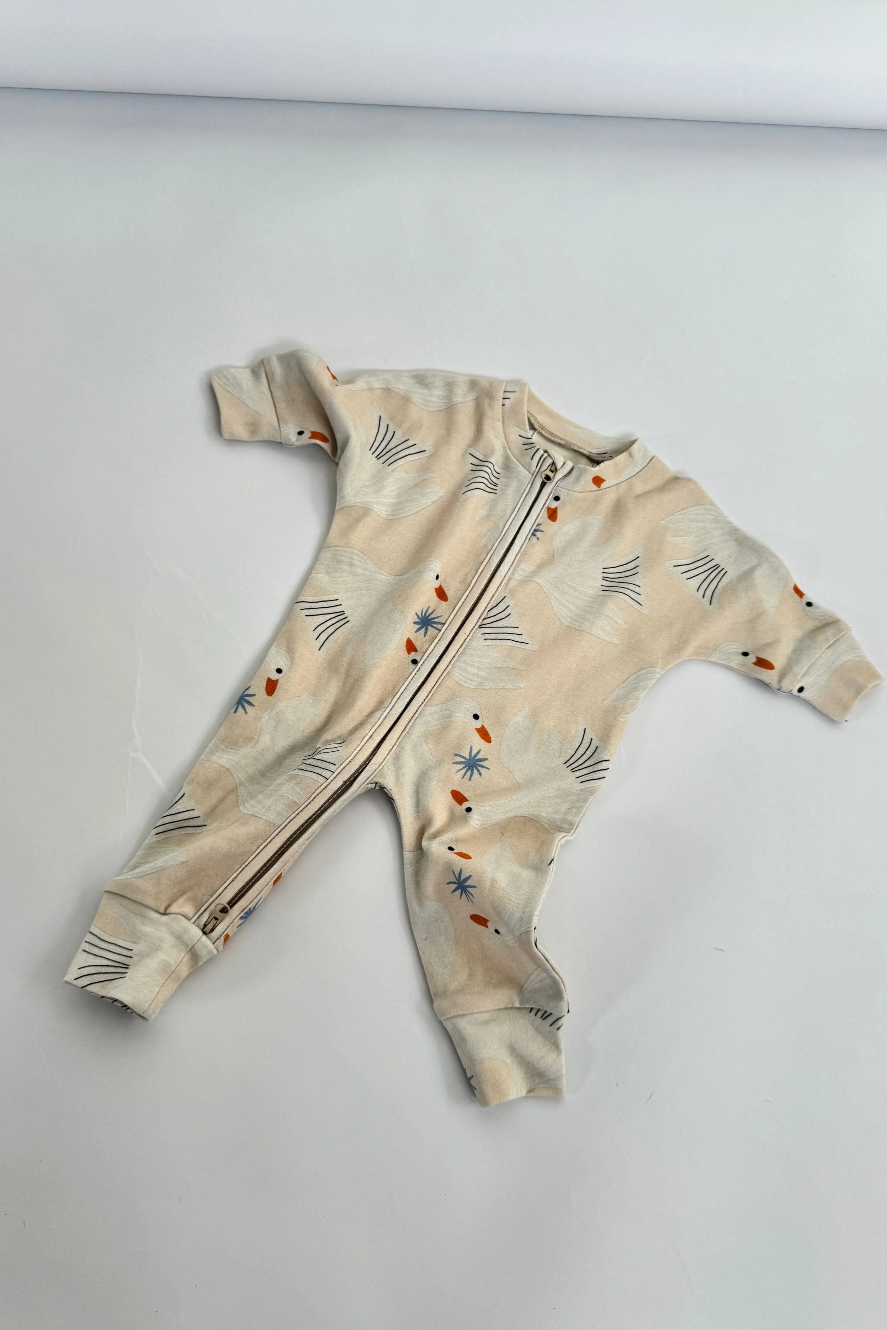 Organic cotton zip onesie - birdie