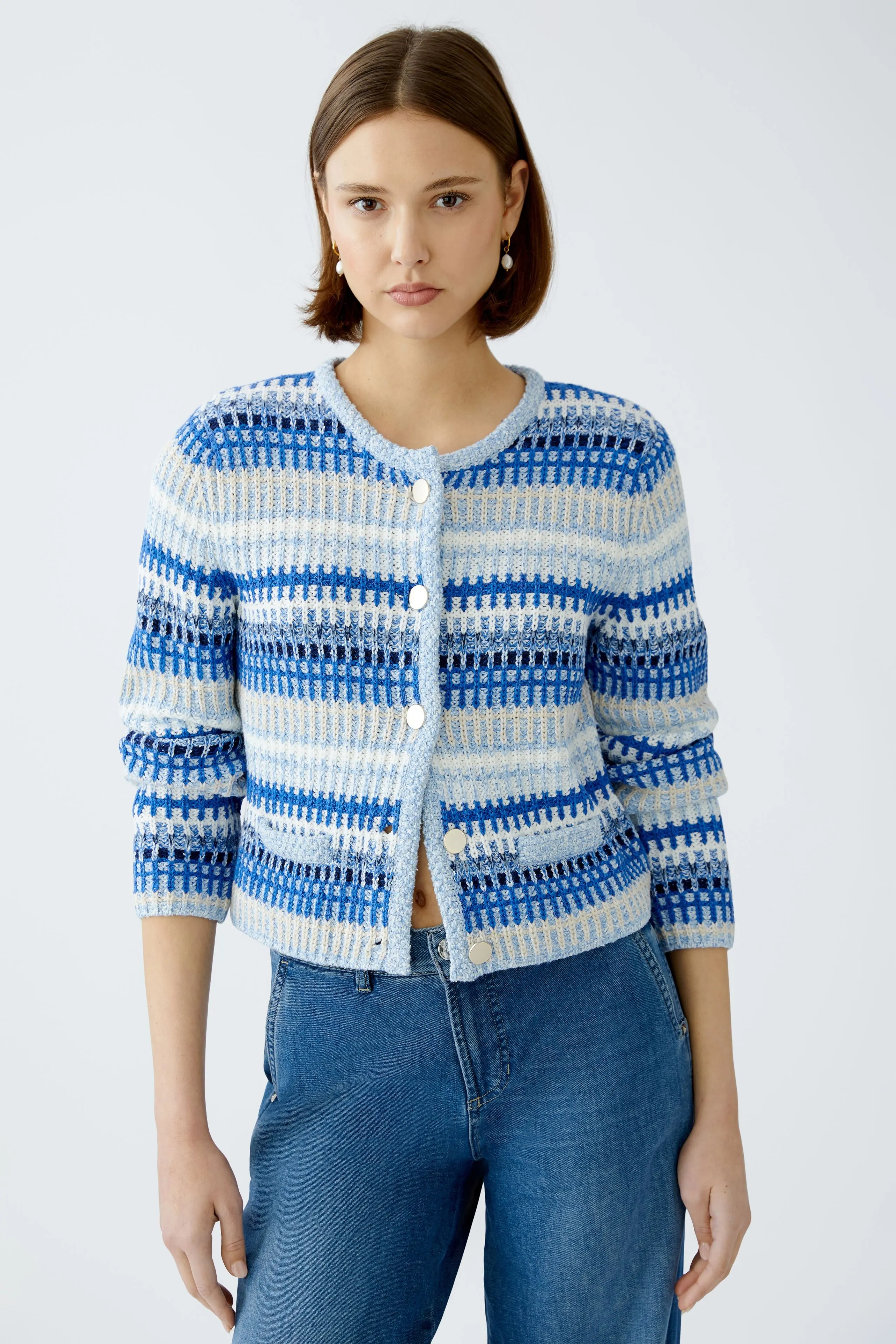 Oui French Style Cardigan With Decorative Buttons