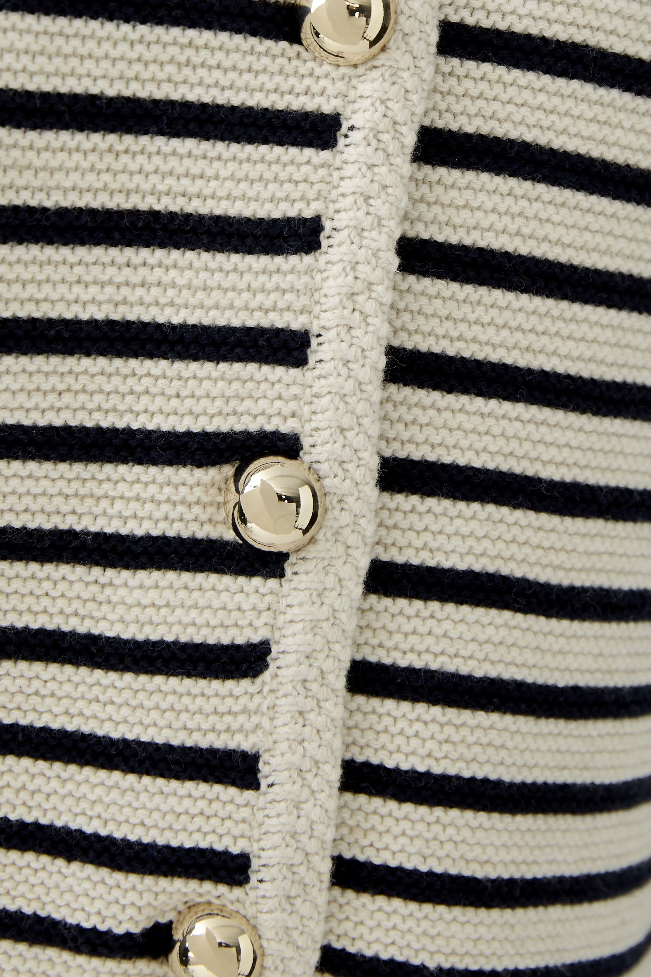 Oui Navy/Cream Striped Jersey Cardigan