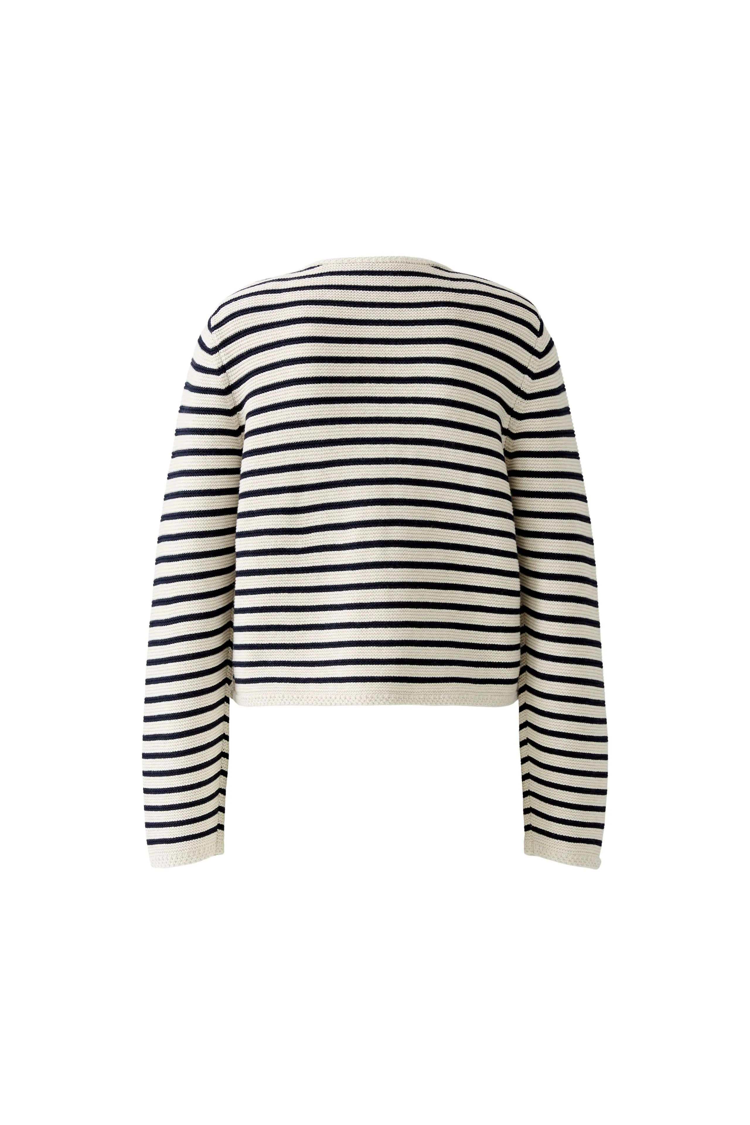 Oui Navy/Cream Striped Jersey Cardigan