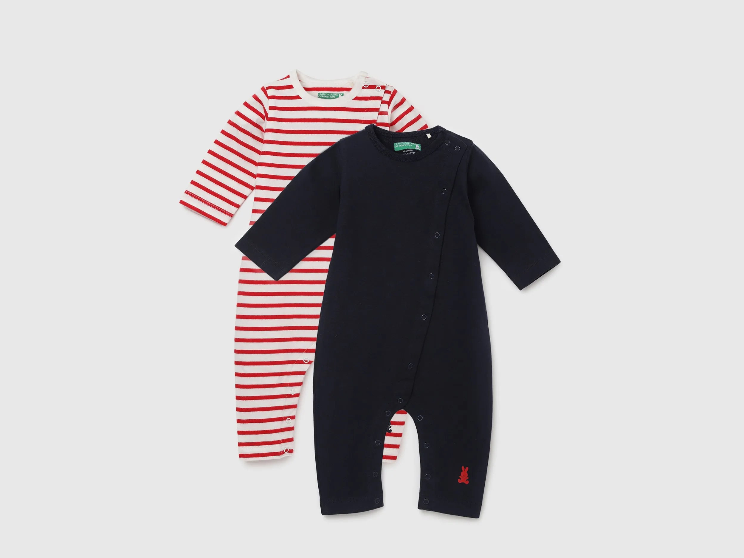 Pack of 2 100% Cotton Round Neck Full Sleeves Baby Rompers