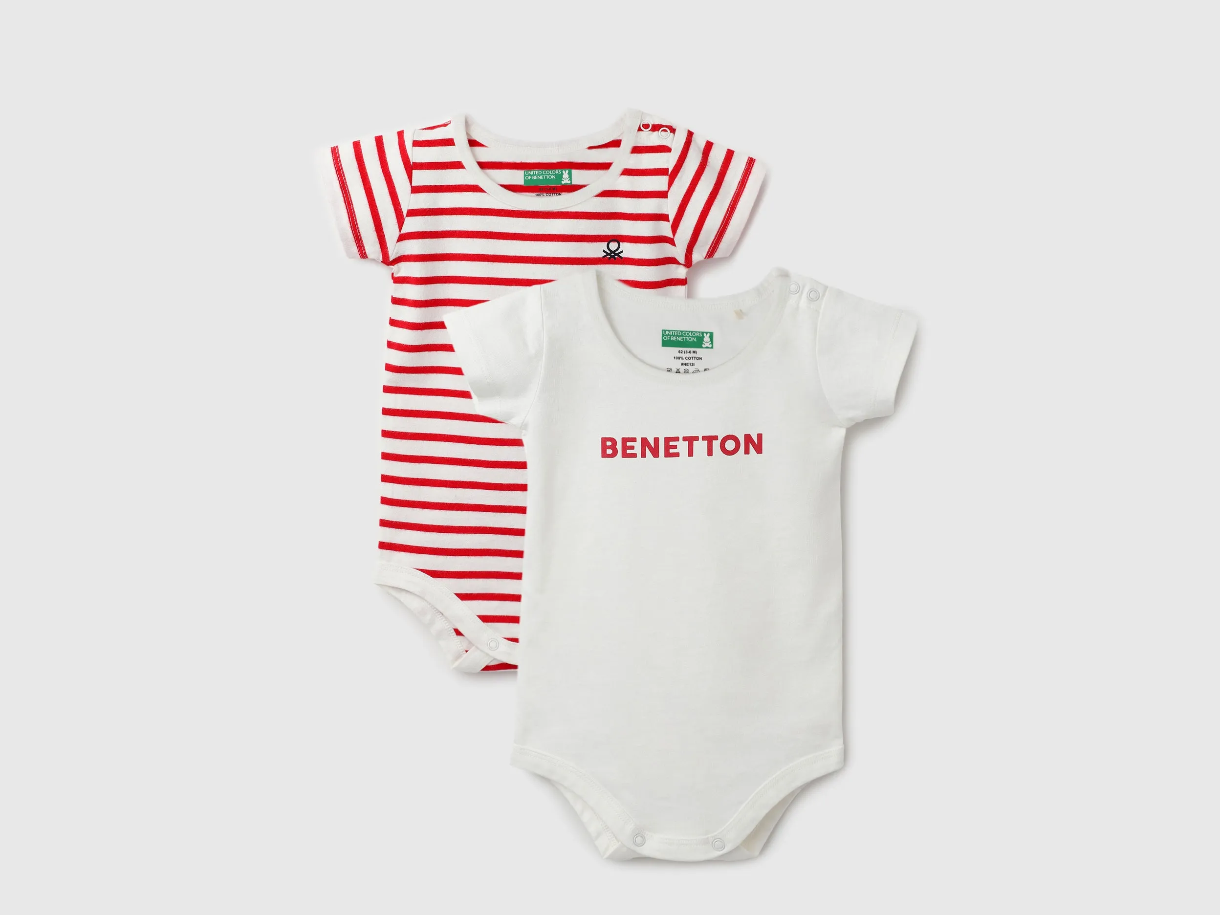 Pack of 2 100% Cotton Round Neck Short Sleeves Baby Rompers