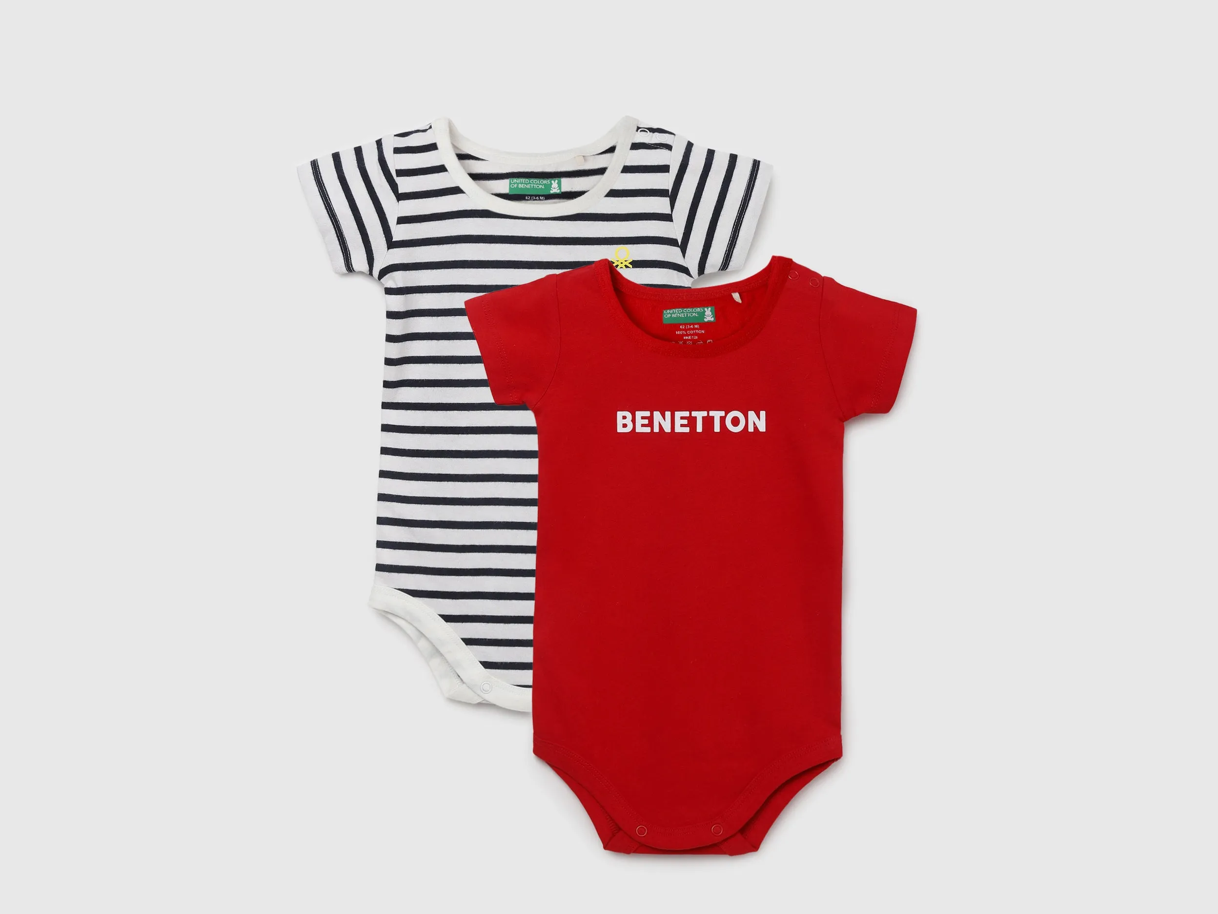 Pack of 2 100% Cotton Round Neck Short Sleeves Baby Rompers