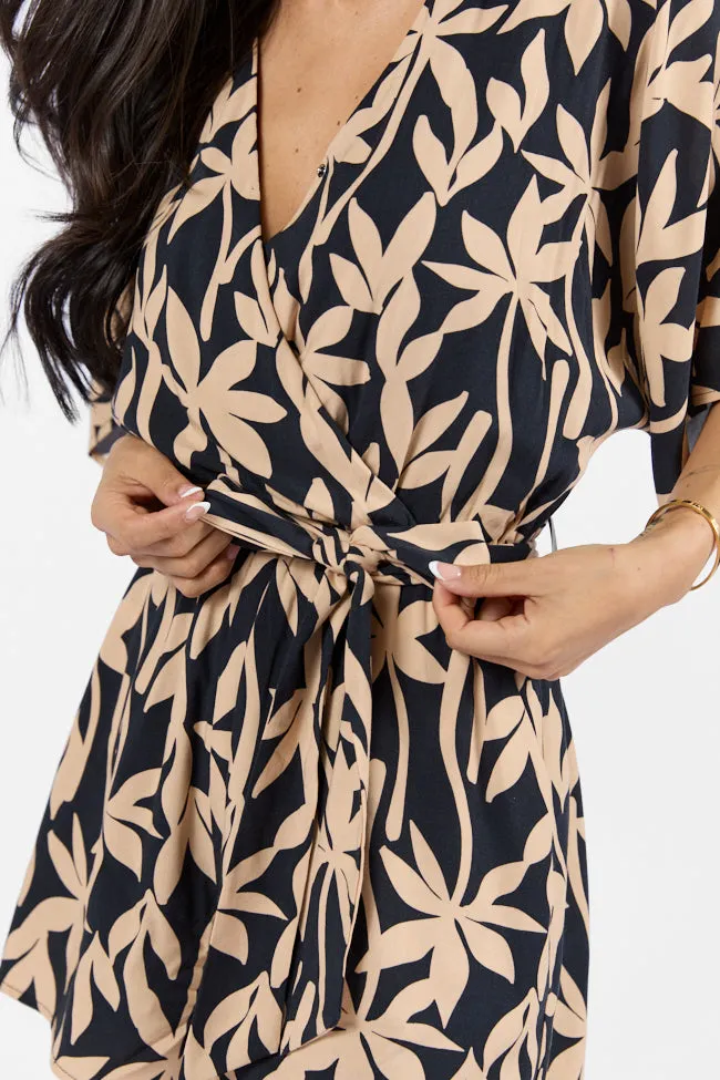 Palm Shores Neutral Print Surplice Romper FINAL SALE