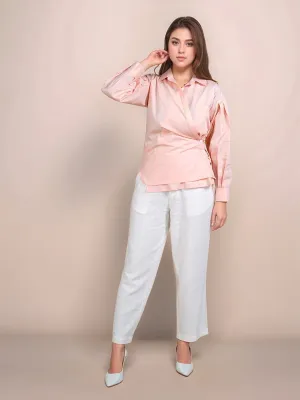 Peach Solid Full Sleeves Shirt