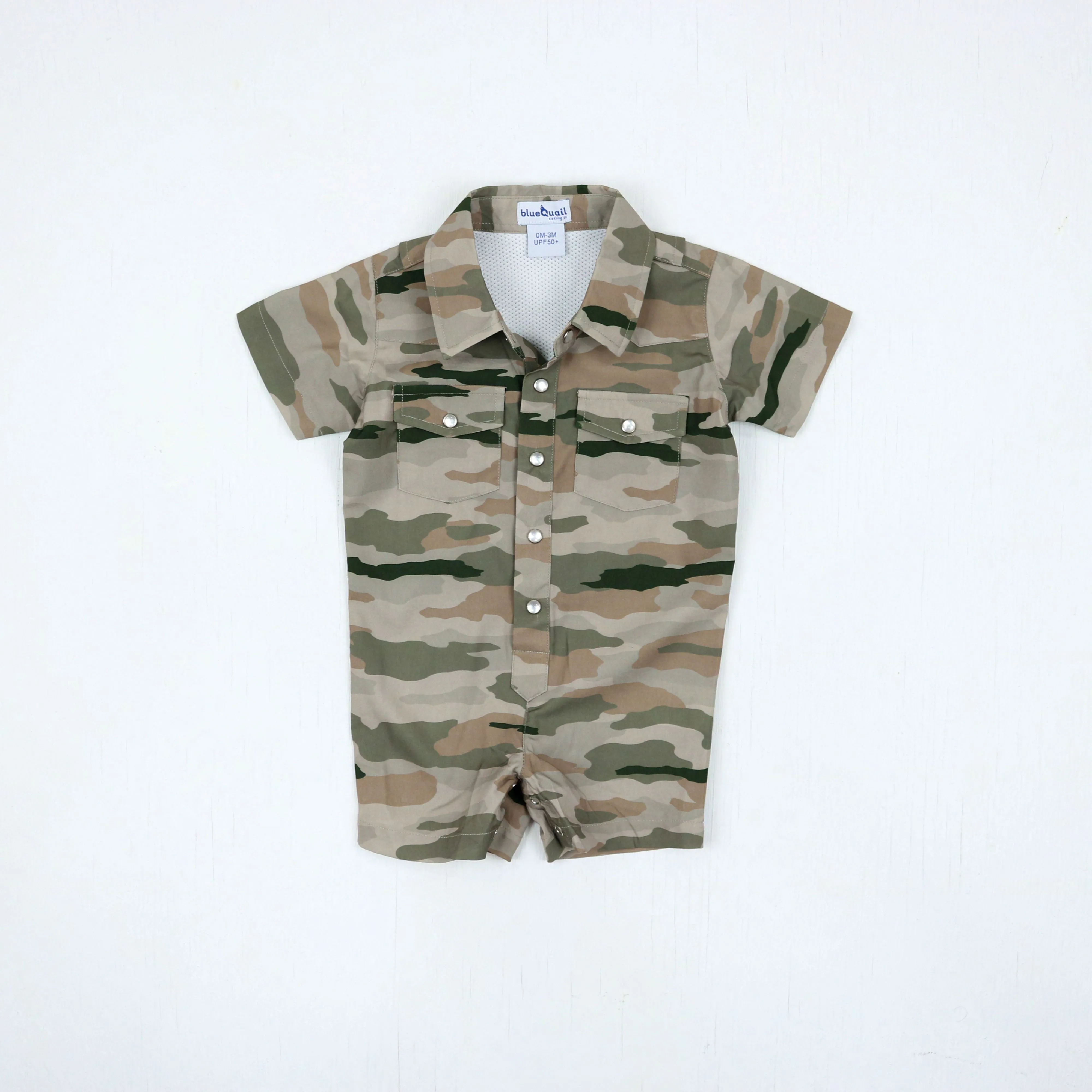 Pearl Snap Romper | Classic Camo