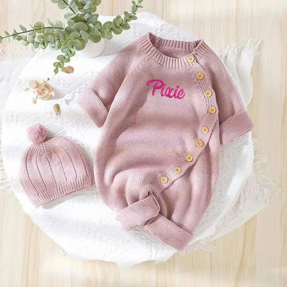 Personalized Newborn knitted romper