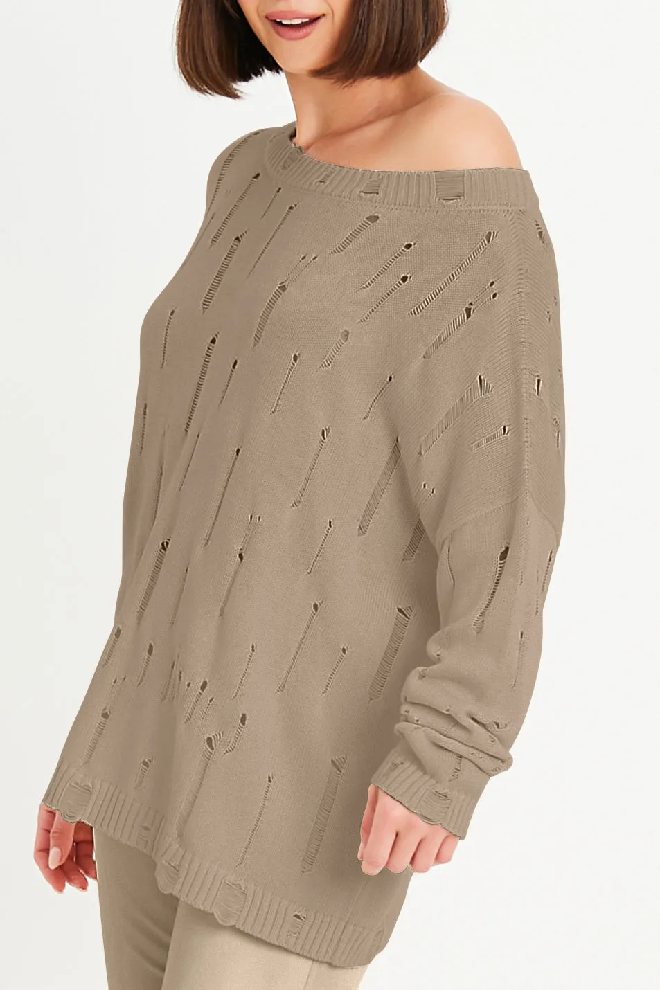 Pima Cotton Undone Boatneck Sweater