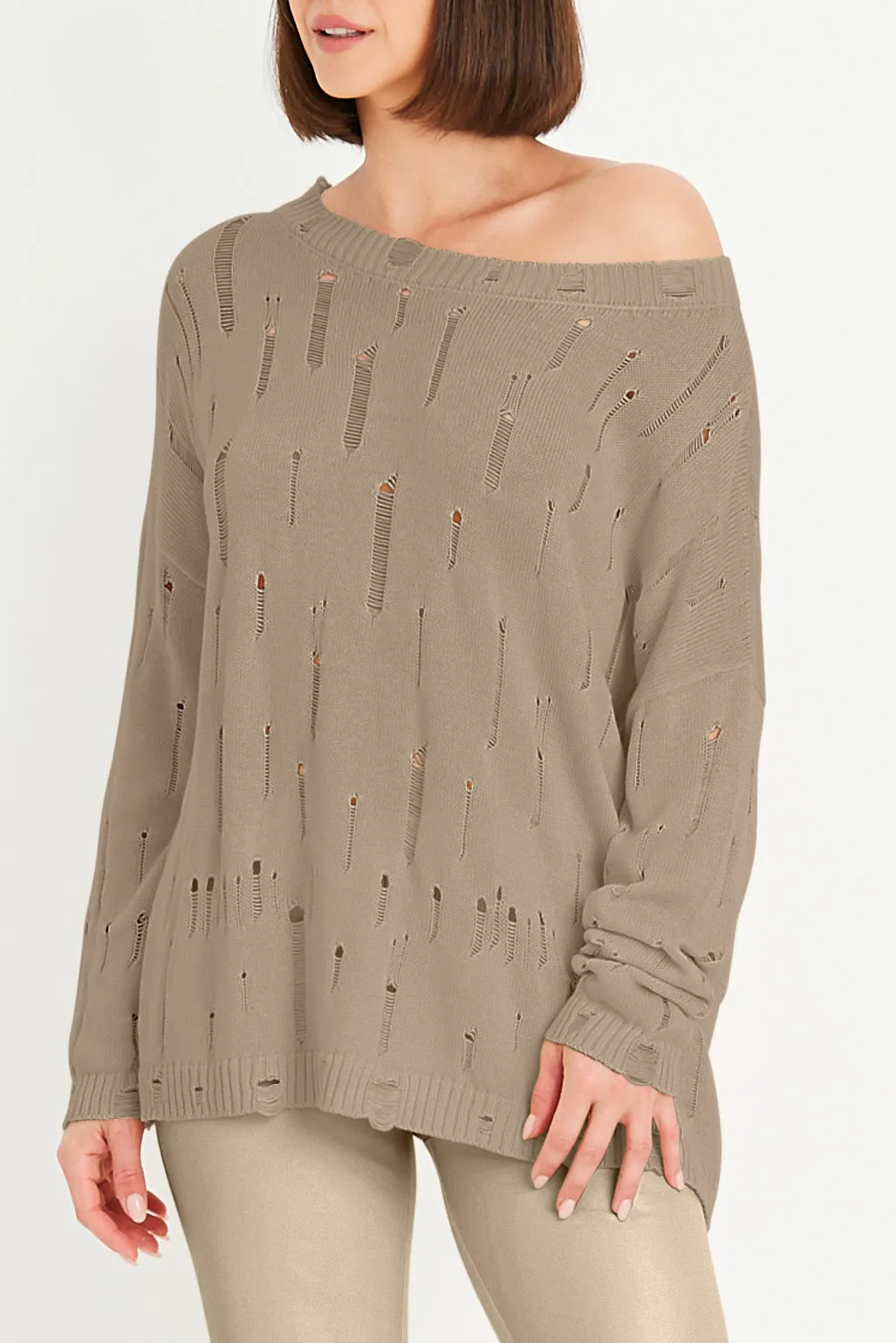 Pima Cotton Undone Boatneck Sweater