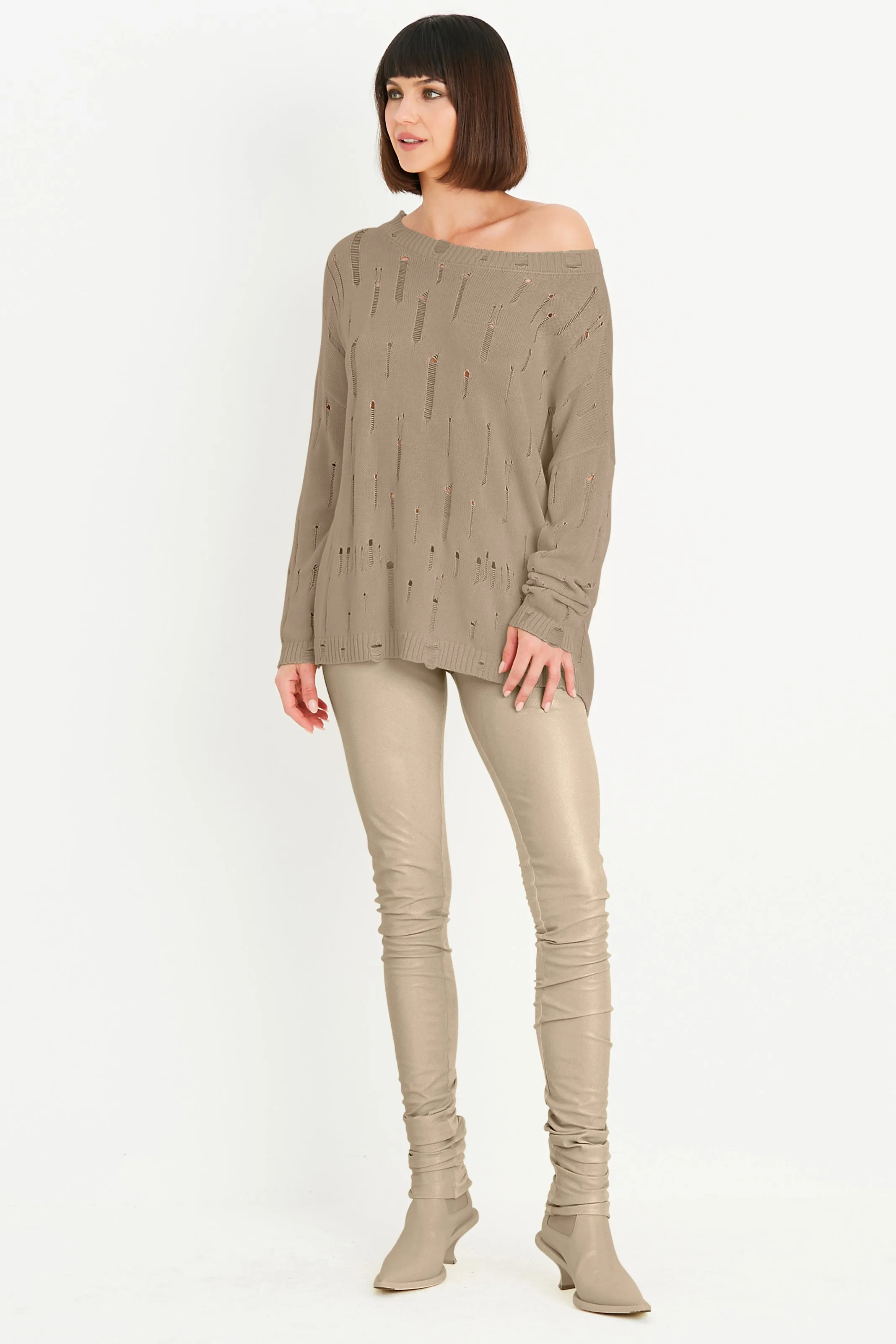 Pima Cotton Undone Boatneck Sweater
