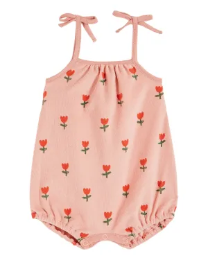 Pink Tulip Terrycloth Romper