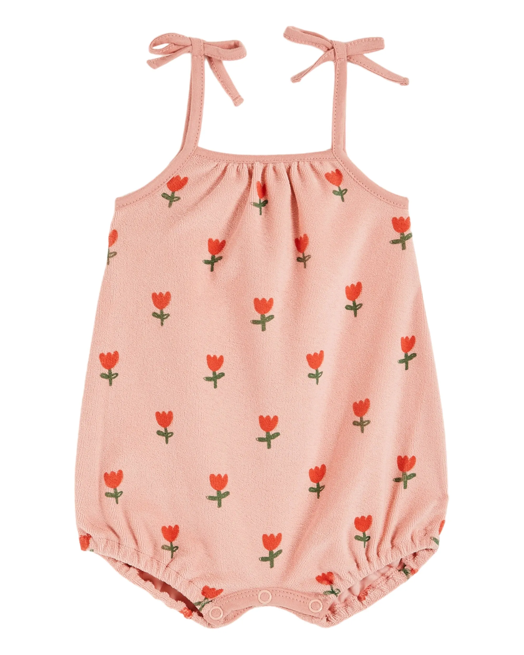Pink Tulip Terrycloth Romper