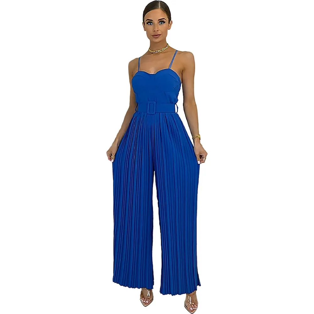 Pleated Wide Leg Jumpsuit