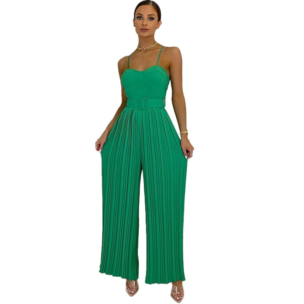 Pleated Wide Leg Jumpsuit