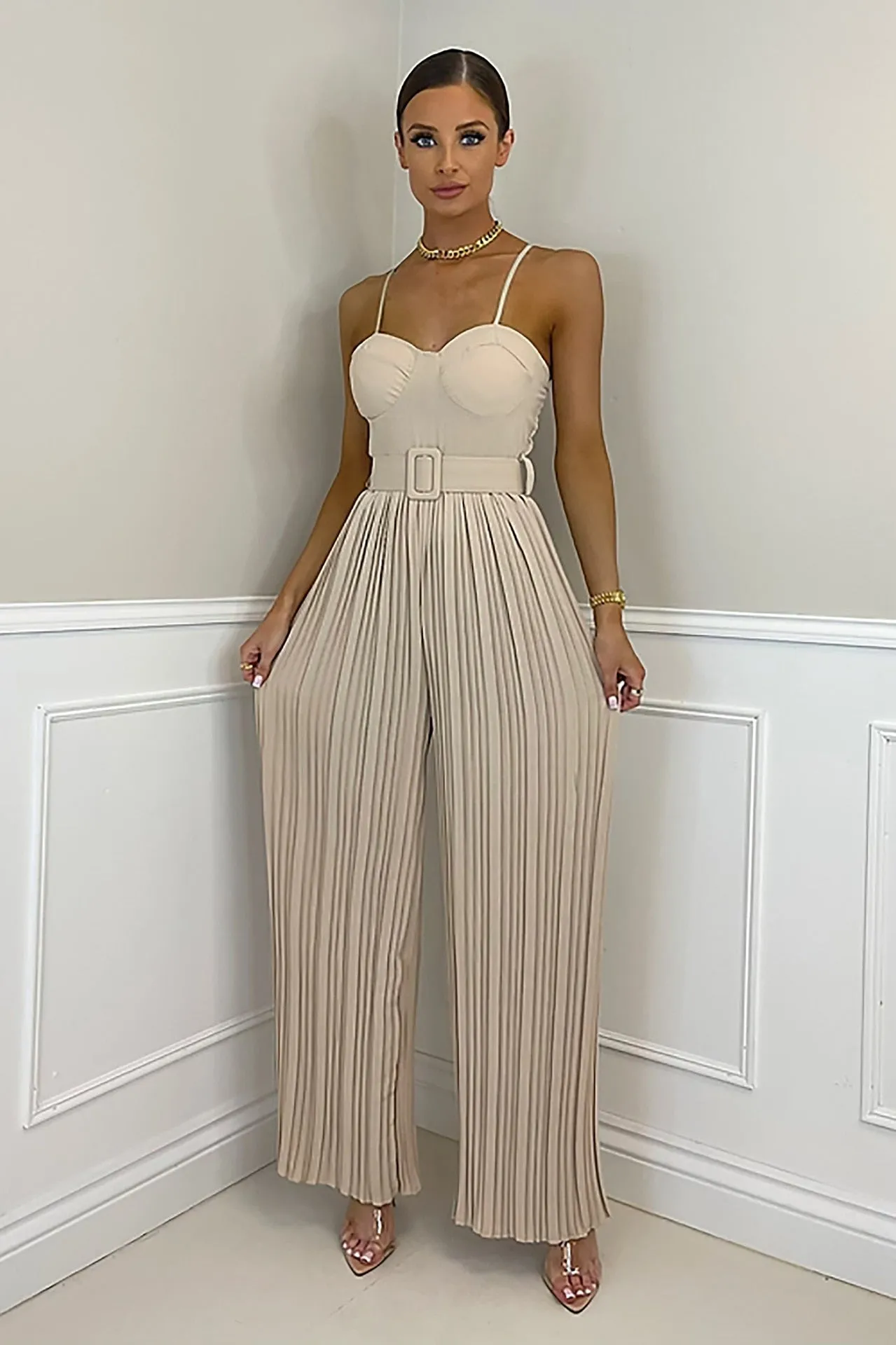 Pleated Wide Leg Jumpsuit