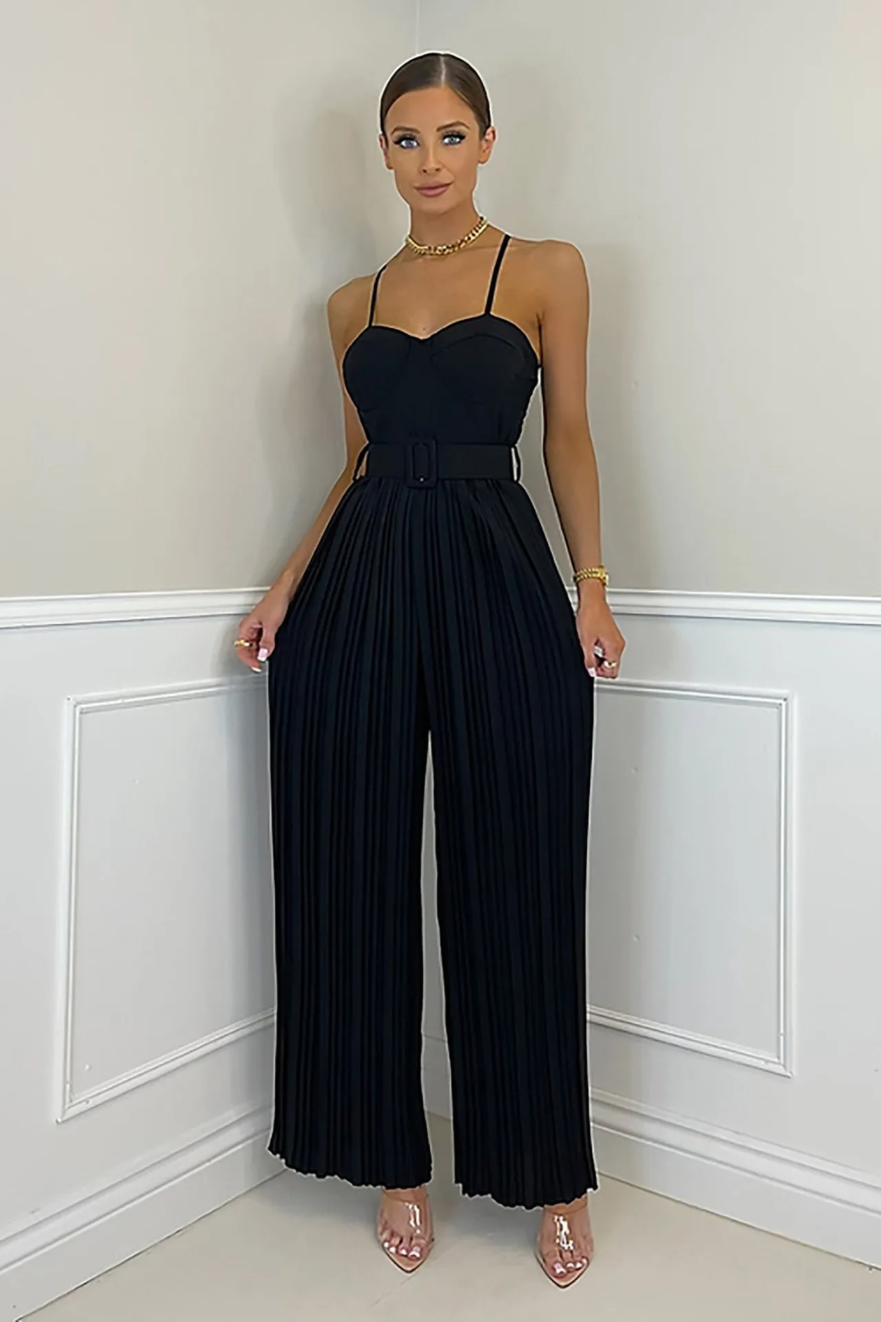 Pleated Wide Leg Jumpsuit