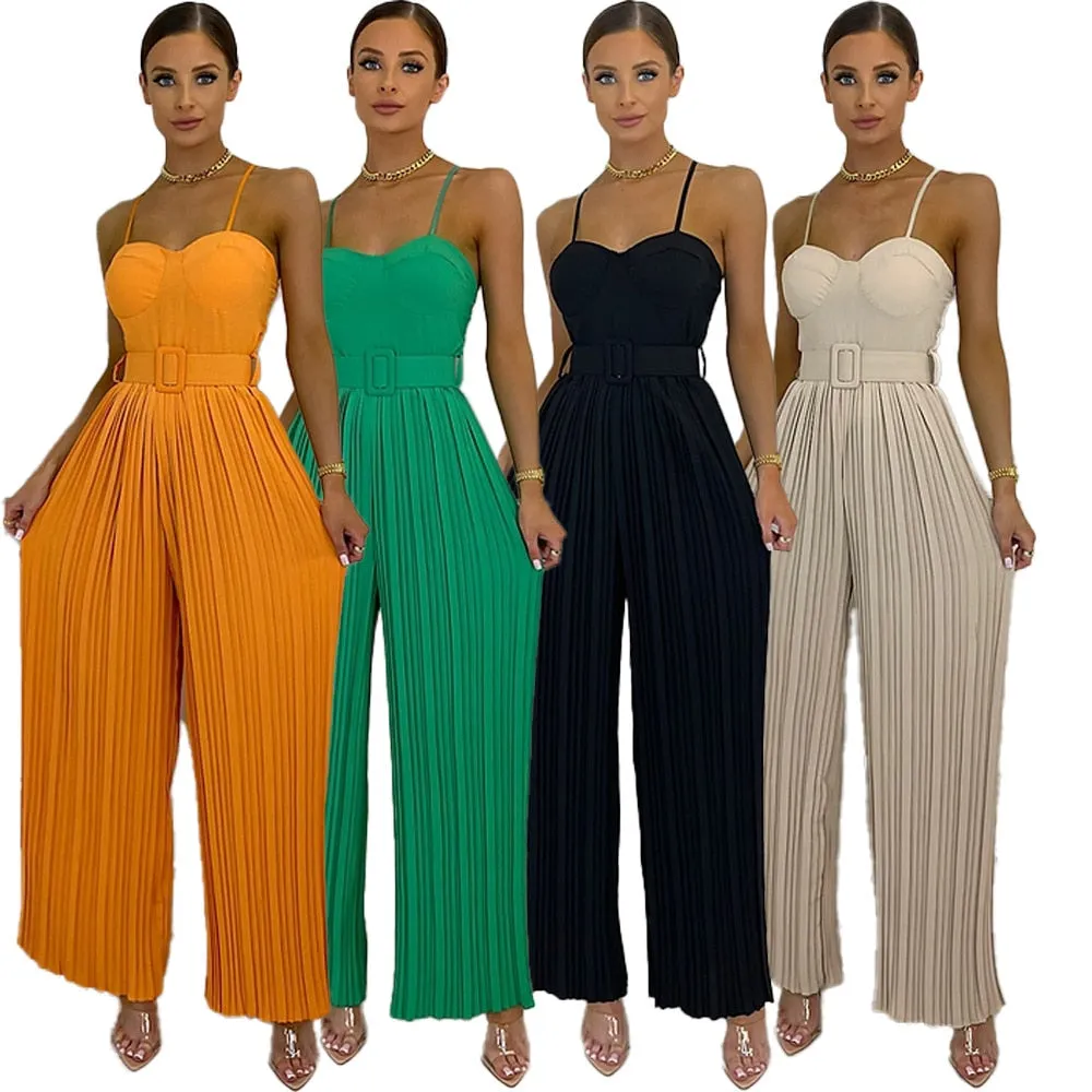 Pleated Wide Leg Jumpsuit