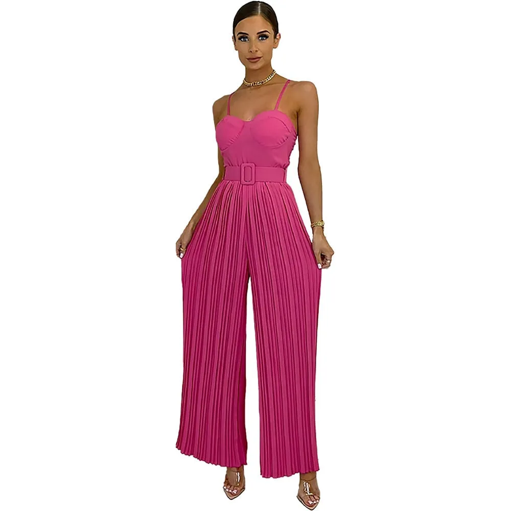 Pleated Wide Leg Jumpsuit