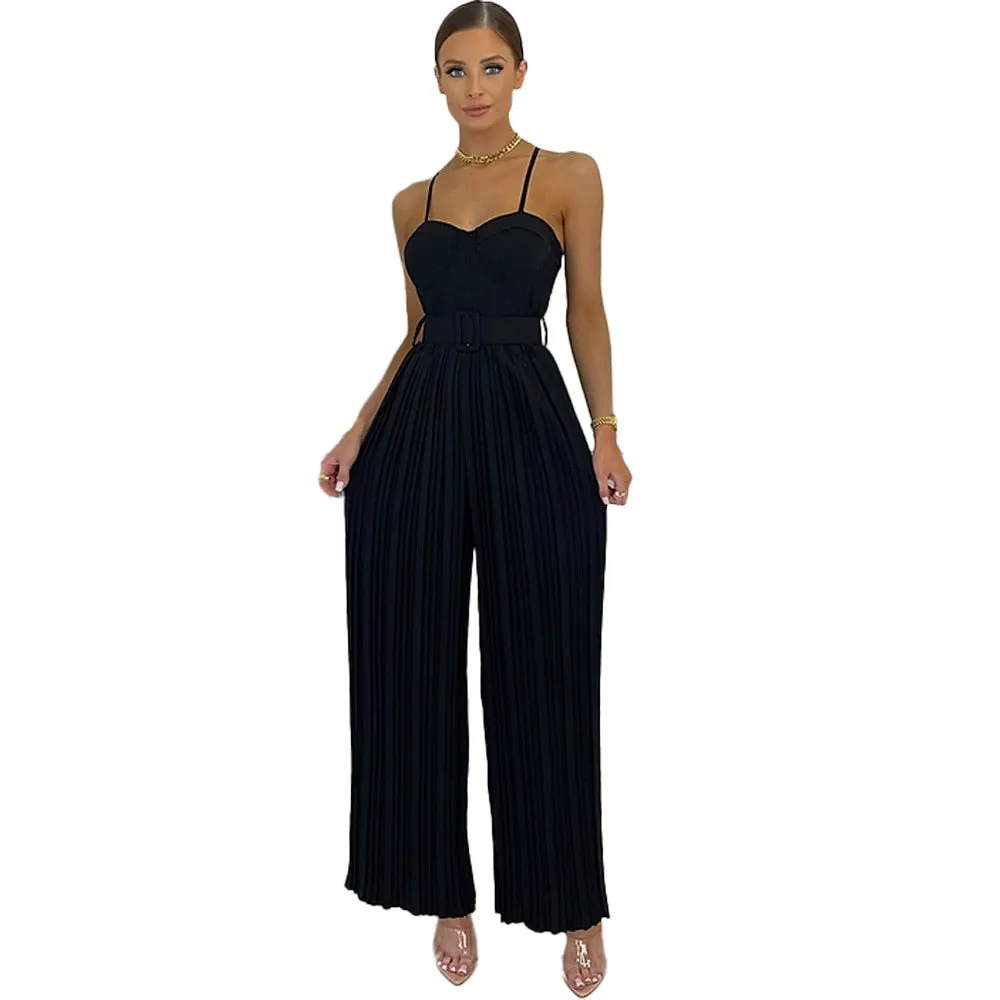 Pleated Wide Leg Jumpsuit