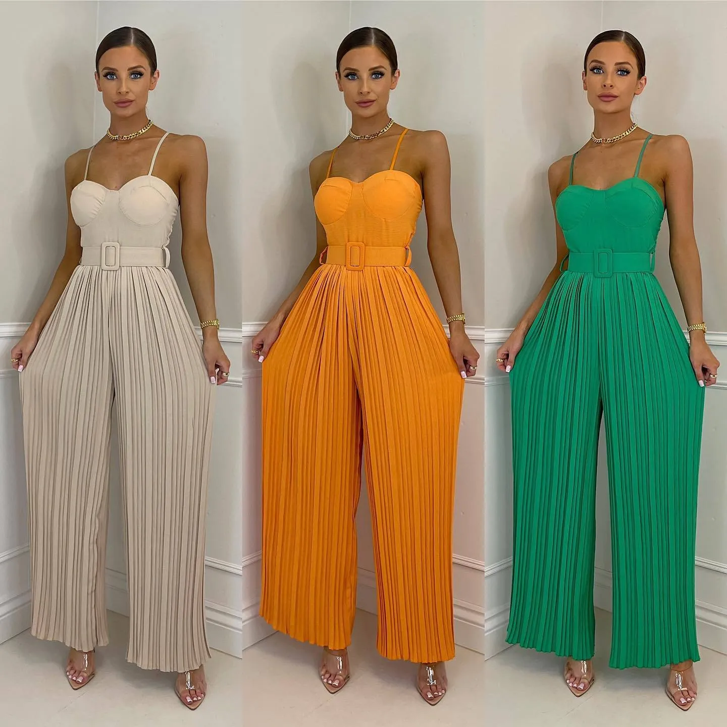 Pleated Wide Leg Jumpsuit