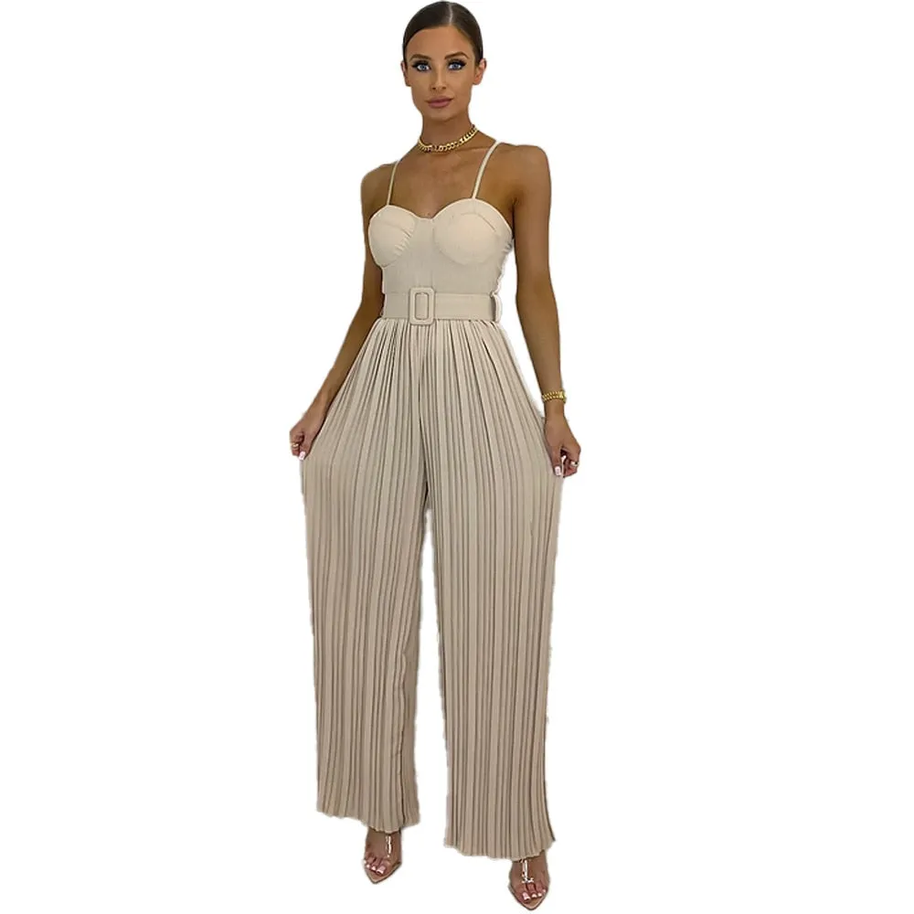 Pleated Wide Leg Jumpsuit