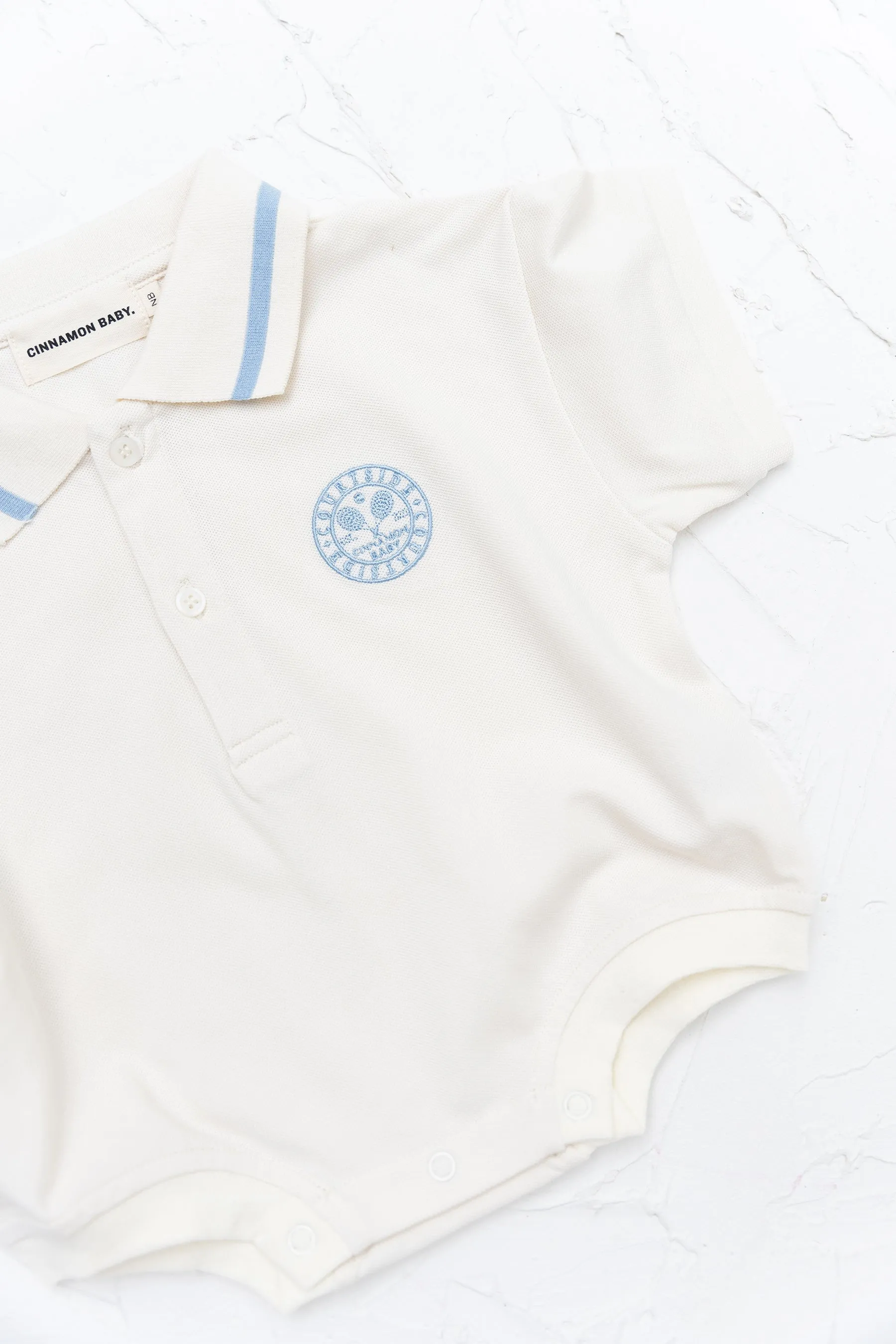 Polo Tshirt Romper - Baby Blue