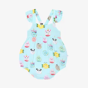 Posh Peanut Basic Ruffled Cap Sleeve Bubble Romper in Donuts
