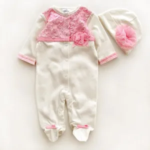 Princess Style born Baby Girl Clothes Girls Lace Rompers Hats Baby Clothing Sets Infant Jumpsuit Gifts