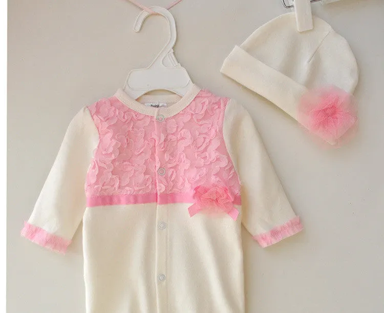 Princess Style born Baby Girl Clothes Girls Lace Rompers Hats Baby Clothing Sets Infant Jumpsuit Gifts