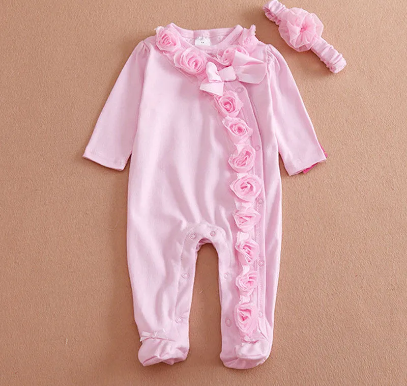 Princess Style born Baby Girl Clothes Girls Lace Rompers Hats Baby Clothing Sets Infant Jumpsuit Gifts