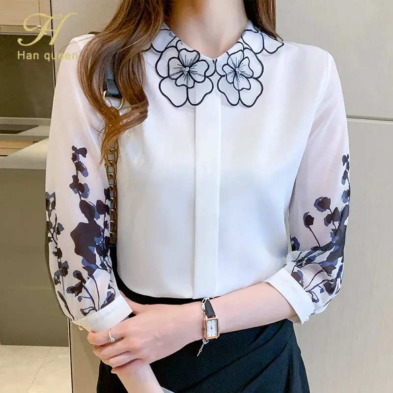 Print Chiffon Blouse - Women Loose Top