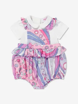 PUCCI Baby Girls Fontane Print Bodysuit Set in Pink