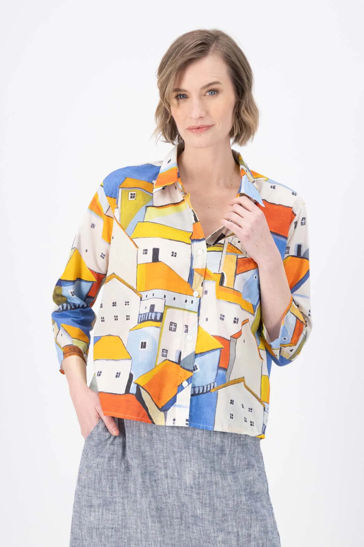 Pueblito Shirt Orange in Cotton