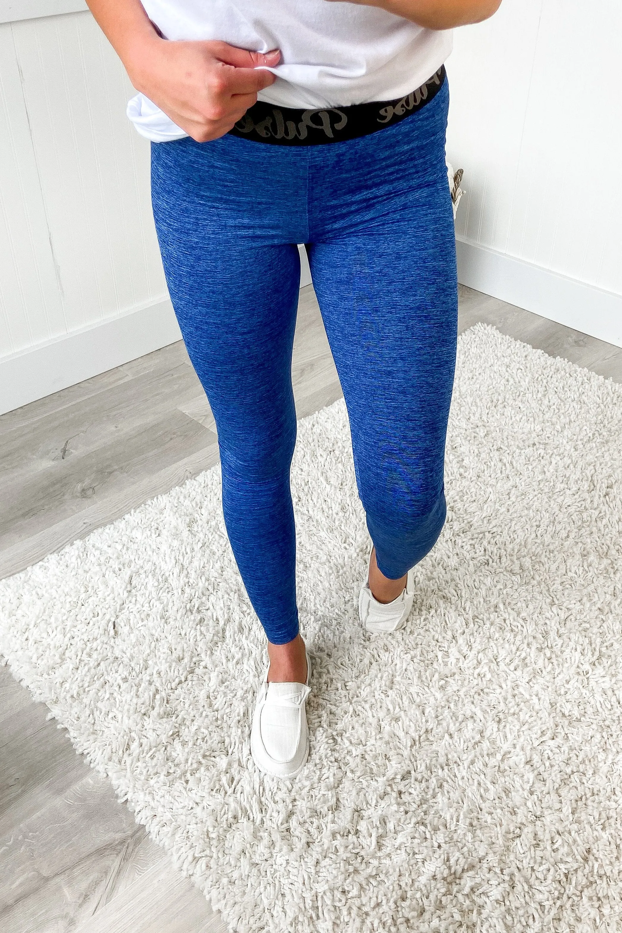 Pulse Basics Leggings- Heather Royal Blue
