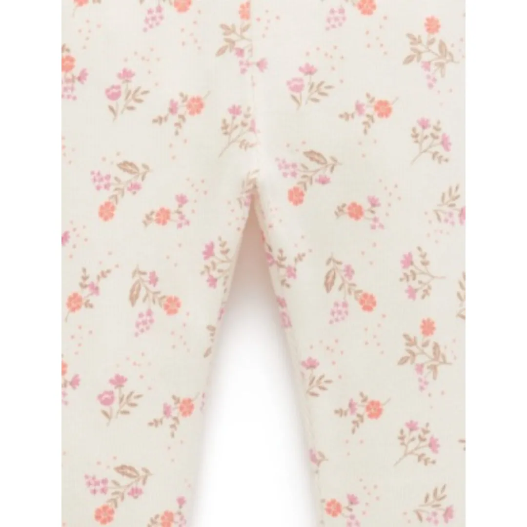 PureBaby - Cloud Daisy Print Ribbed Leggings