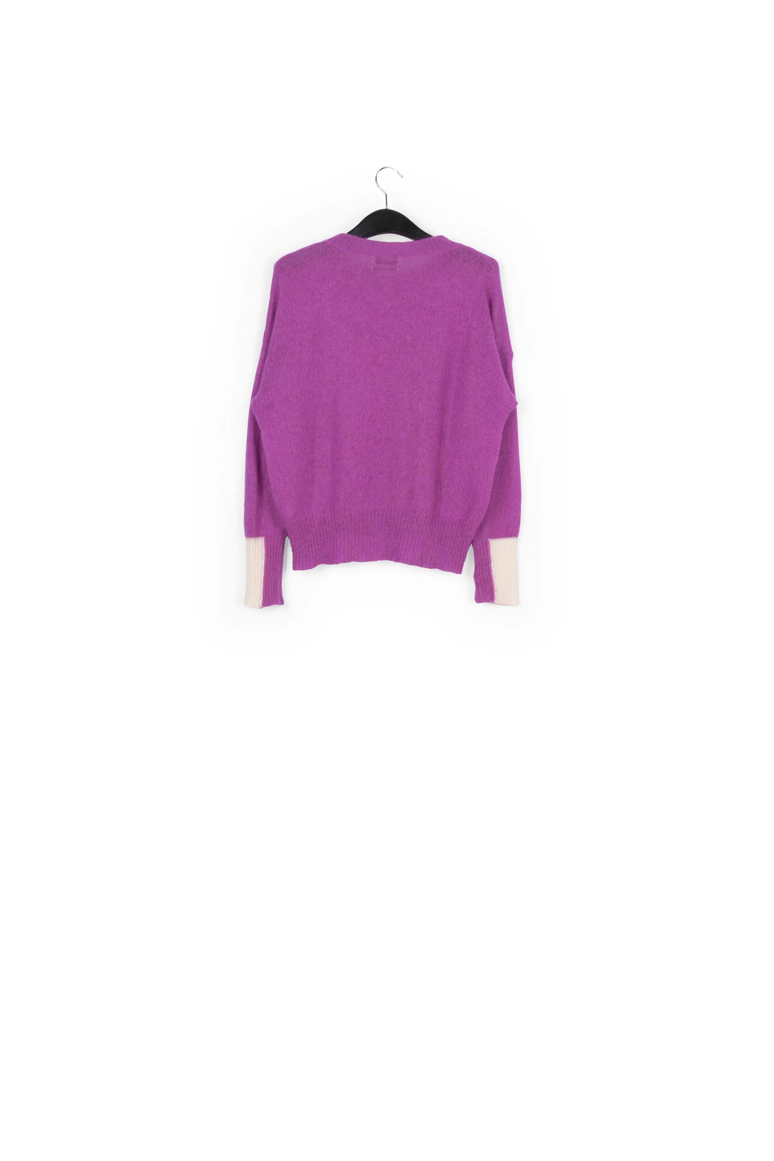 Purple light knit sweater with contrasting cuffs